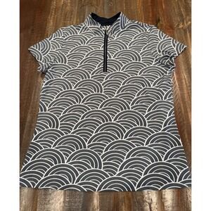 Tail Golf Womens Polo Shirt Size L Black/White Short sleeve Zip pullover